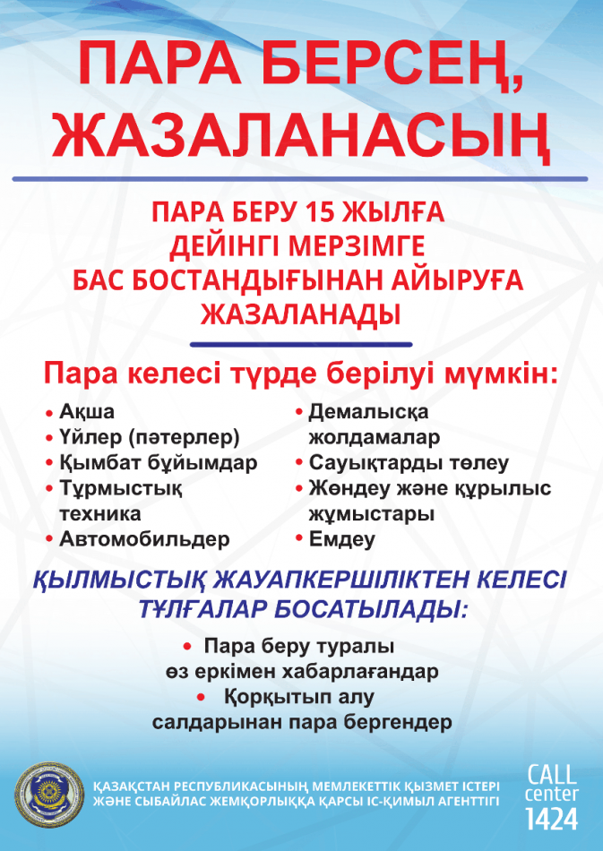 Қызметкерлер арасында сыбайлас жемқорлық ұғымы, сыбайлас жемқорлық көрінісімен бетпе-бет келген жағдайда азаматтардың іс-қимылы, сонымен қатар мұндай