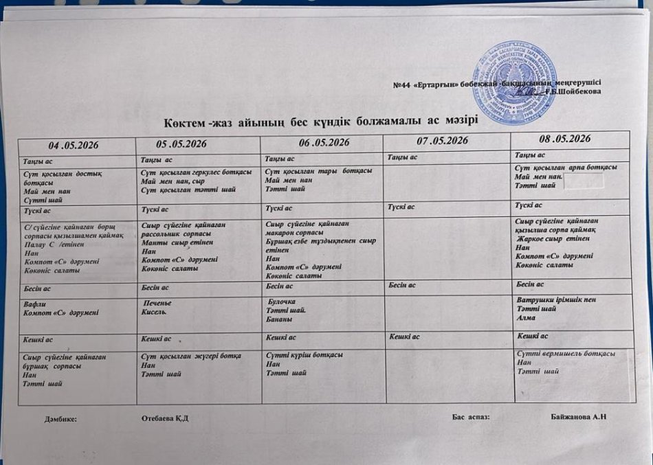 перспективалық меню