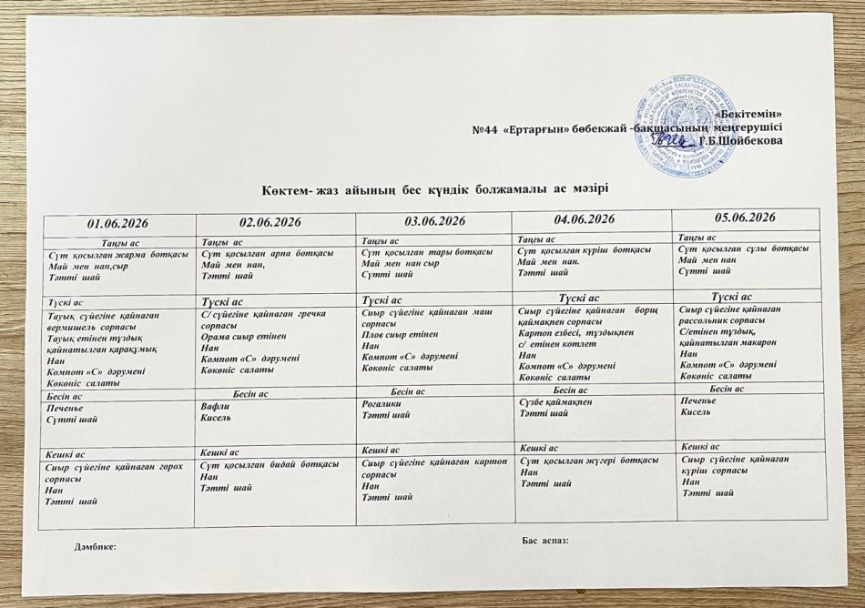 Перспективалық меню