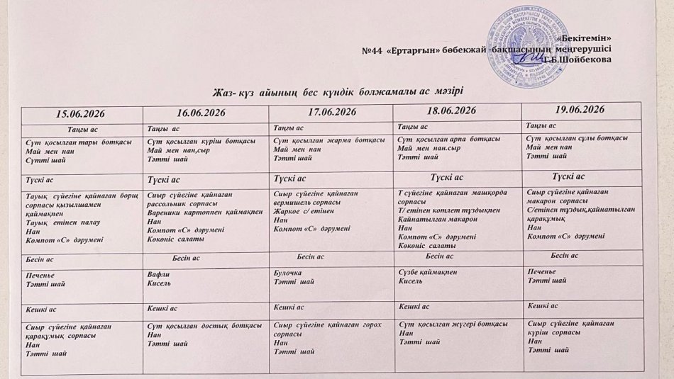 Перспективалық меню